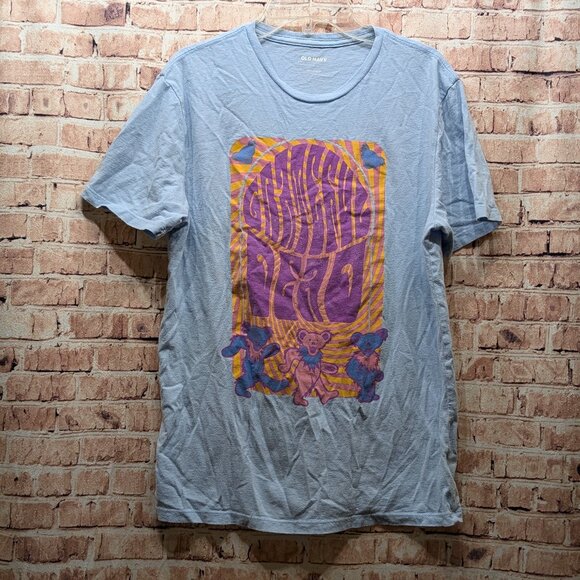 Old Navy Grateful Dead Blue Graphic T-Shirt with Colorful Design Size Small - Picture 1 of 7